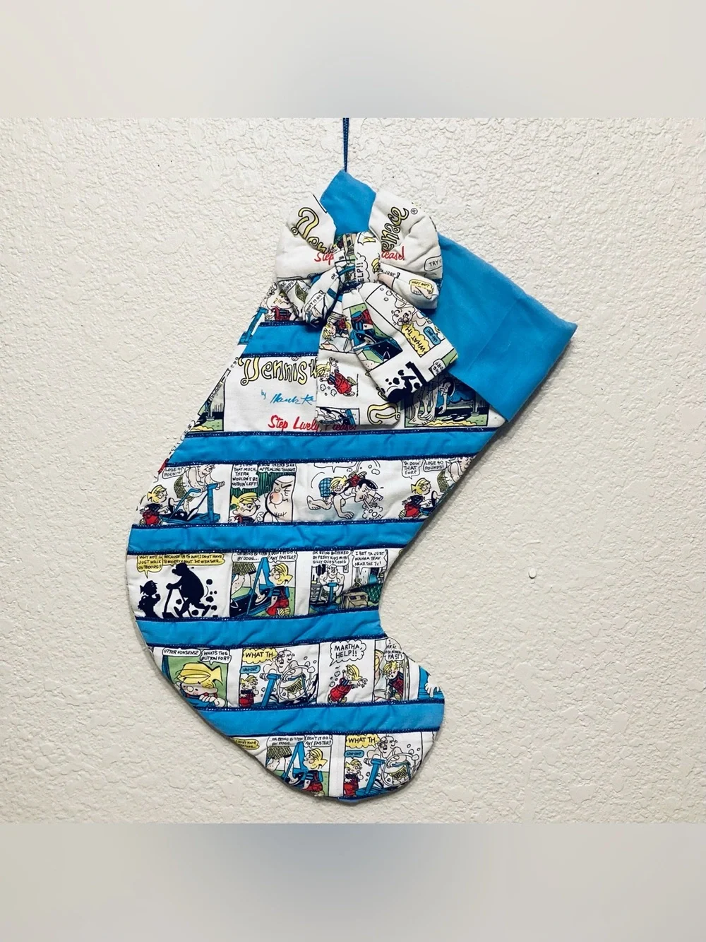 Vintage Handmade Denice The Menace Comic Strip Style Christmas Stocking